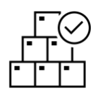 Icono de cajas agrupadas con un check afirmativo