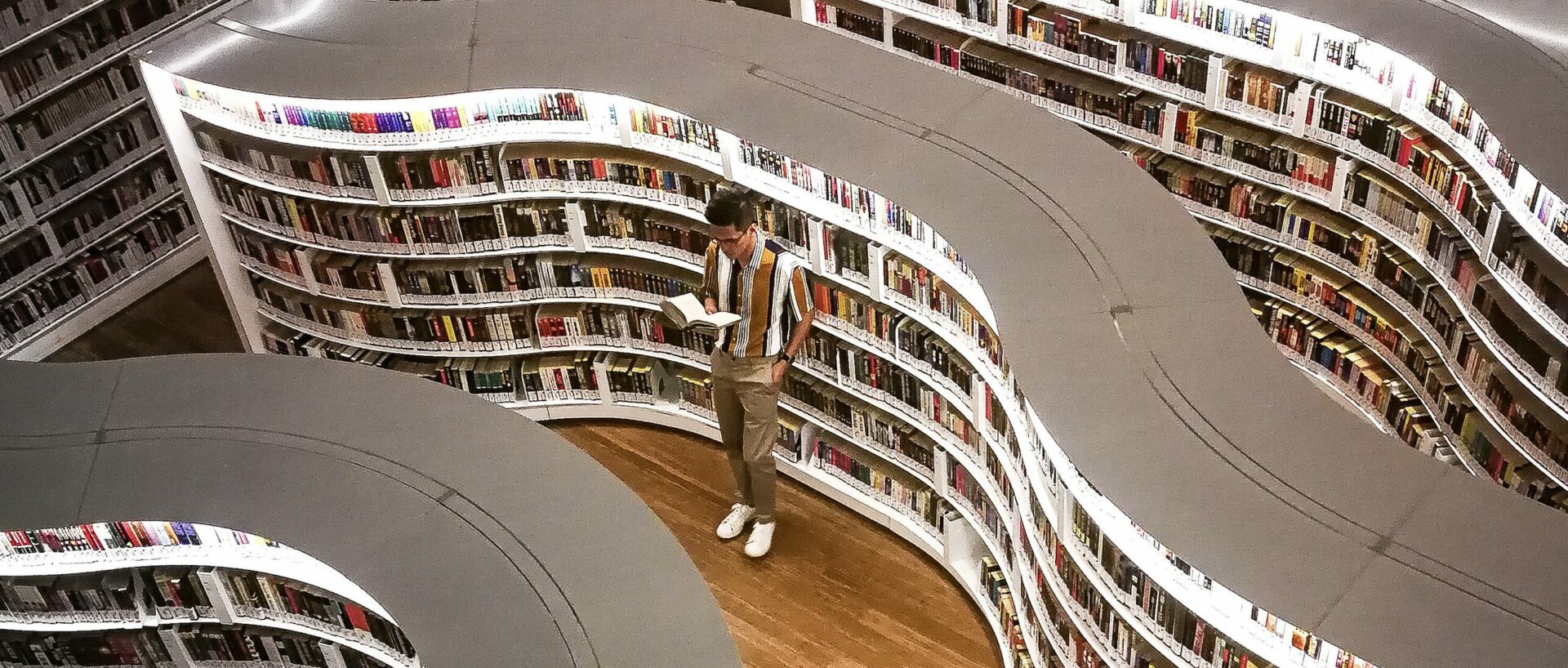 imagen de un chico leyendo en una libreria